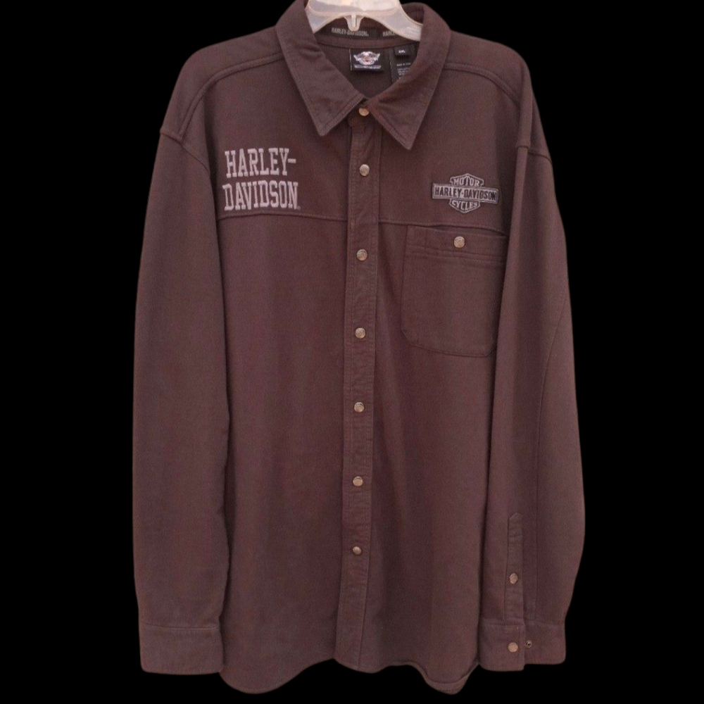Harley Davidson Embroidered Graphics Snap Long Sleeve Shirt Jacket Men Size 2XL - Picture 3 of 12